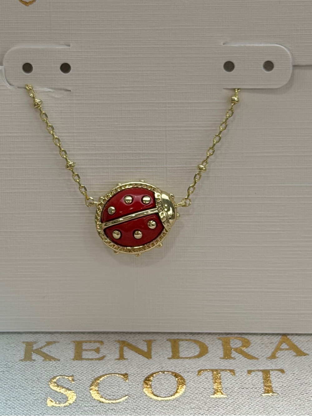 💖Kendra Scott Gold Necklace with Red Ladybug Charm